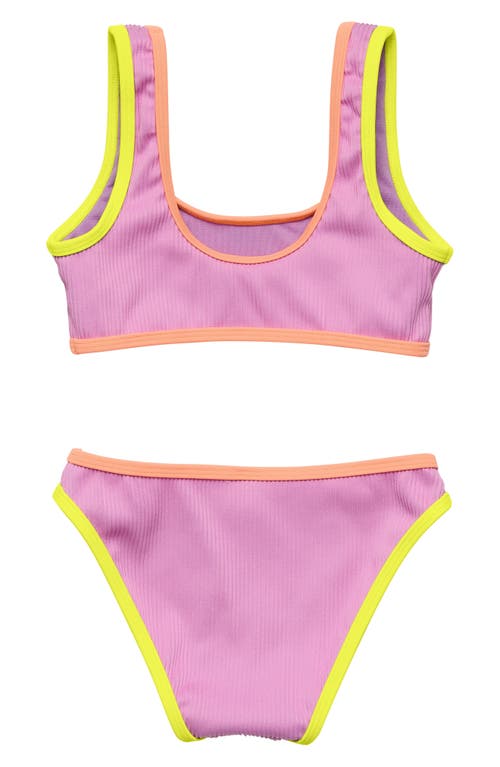 Snapper Rock Kids' Vacay Pop Crop Upf 50+ Two-piece Swimsuit In Purple