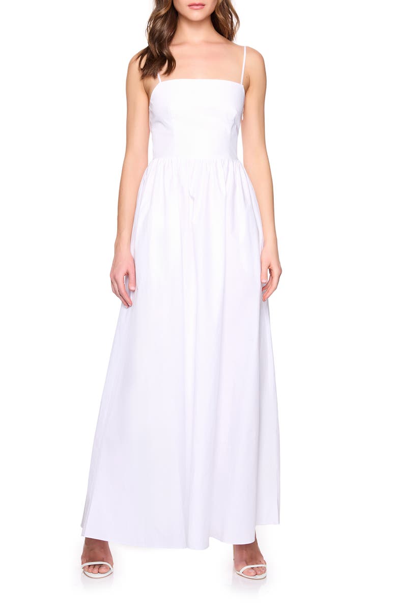 Susana Monaco Open Back Lace-Up Poplin Maxi Sundress, Main, color, 