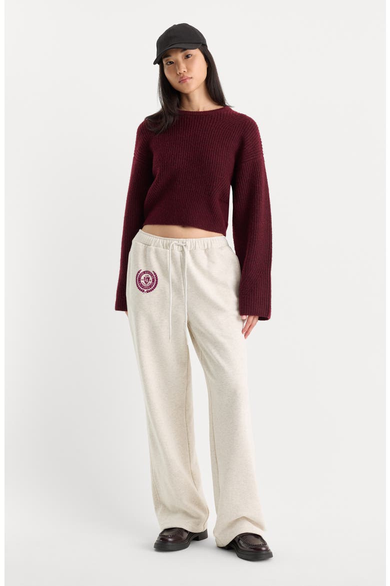 The Brushed Fleece Wide Leg Sweatpants, Alternate, color, OATMEAL001