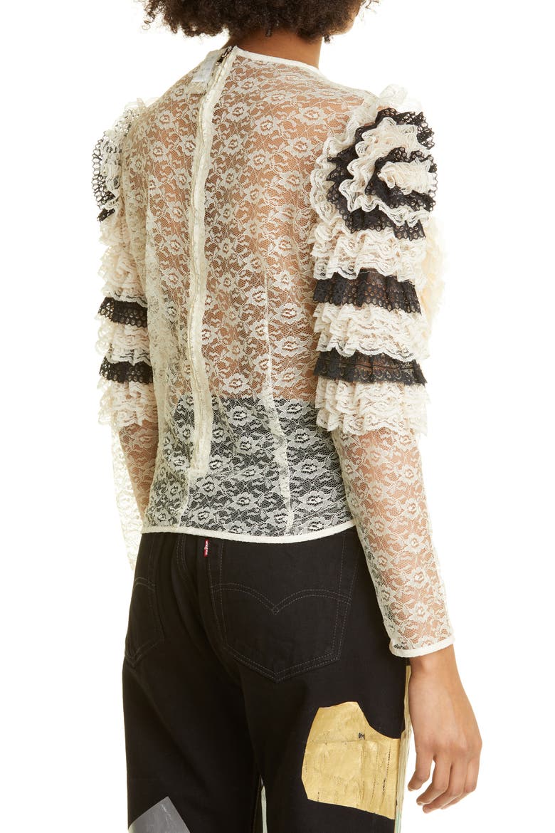 Floret Long Sleeve Lace Blouse, Alternate, color, ICING