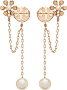 Tory Burch Kira Faux Pearl Chain Linear Earrings