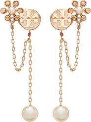 Tory Burch Kira Faux Pearl Chain Linear Earrings