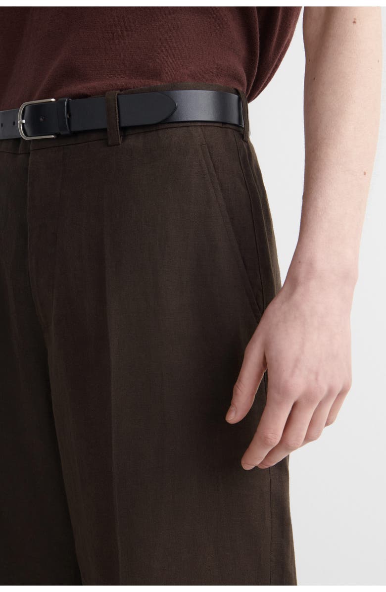 COS Relaxed Linen Tapered Pants, Alternate, color, Dark Brown