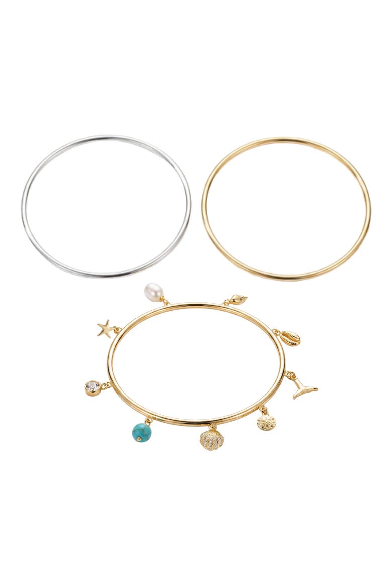 Sea Life Set of 3 Bangles, Main, color, TWO TONE