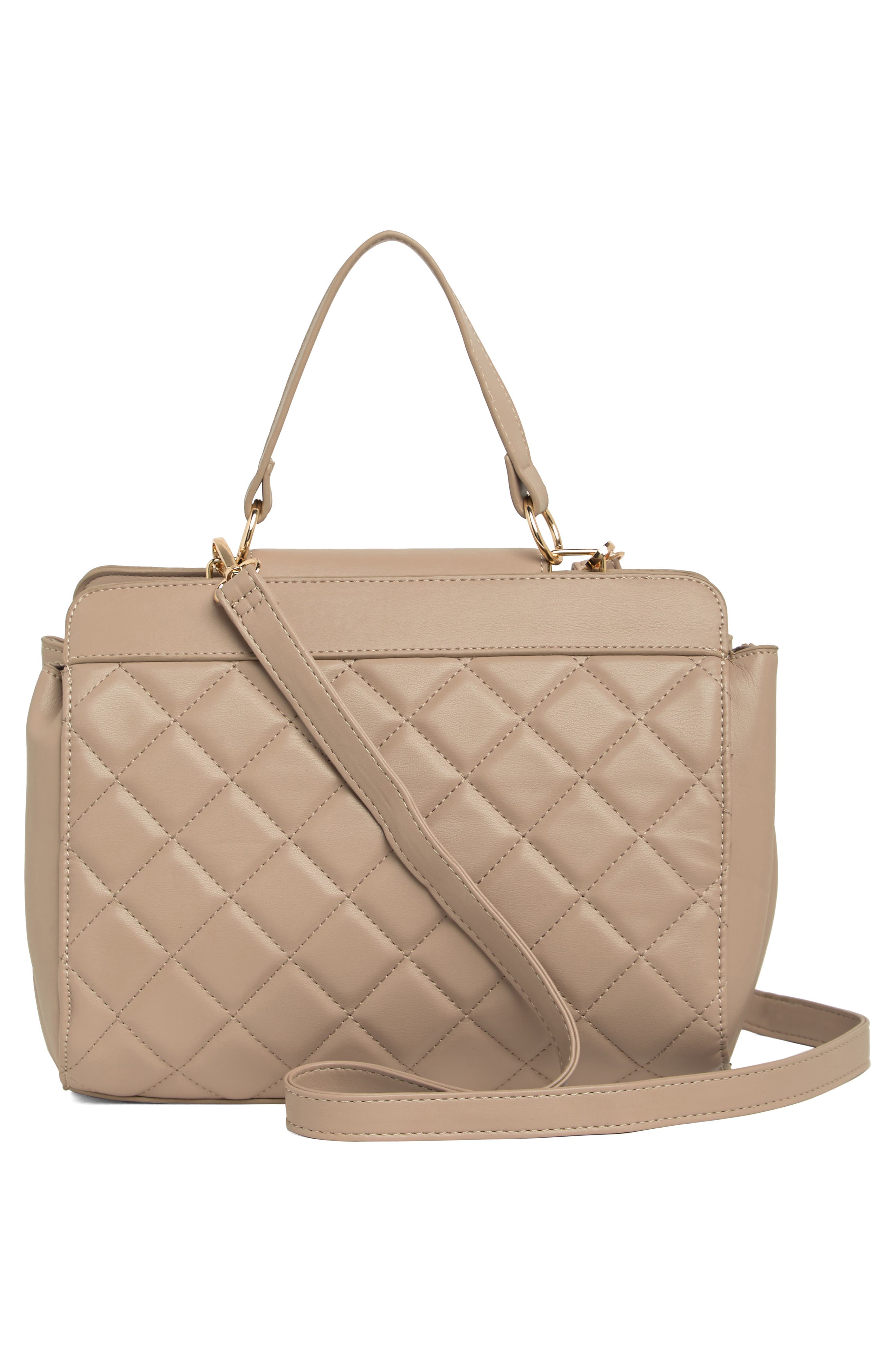 Badgley Mischka Collection Diamond Quilted Tote Bag, Alternate, color, Taupe