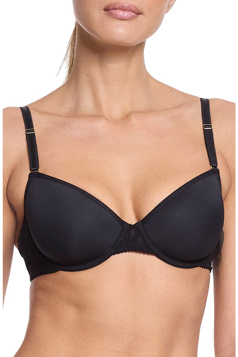 Signature Lace Underwire Demi T-Shirt Bra, Main, color, BLACK