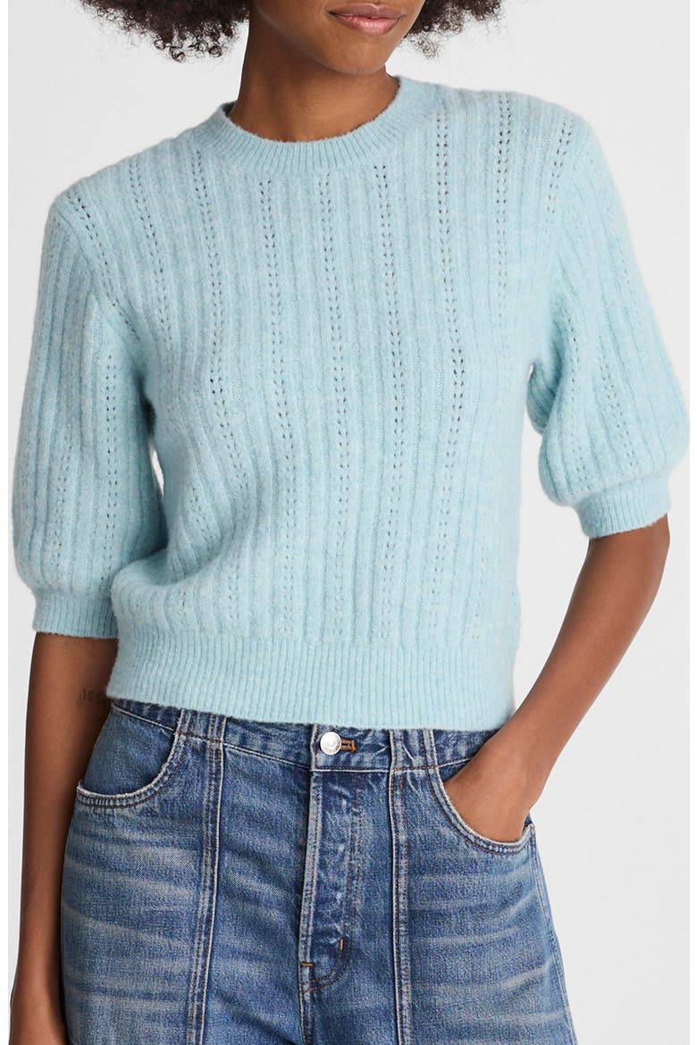 CloudSoft Short Sleeve Sweater, Main, color, MINT BLUE