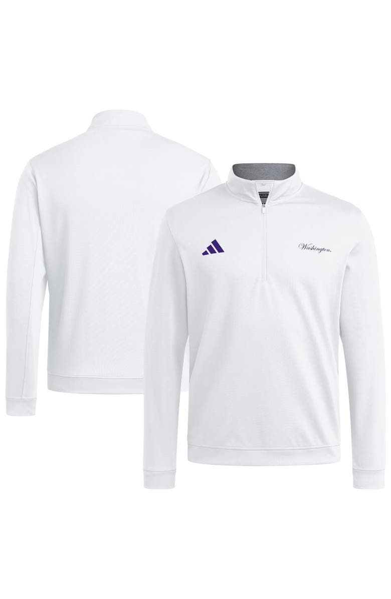 adidas Men's adidas White Washington Huskies Elevated Quarter-Zip Jacket, Main, color, White