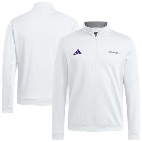 Men's adidas White Washington Huskies Elevated Quarter-Zip Jacket