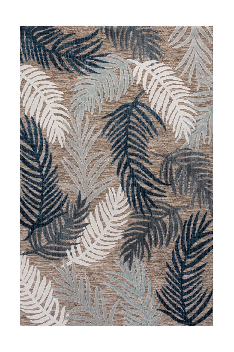 Montego High-Low Tropical Palm Indoor/Outdoor Area Rug, Main, color, Brown/Navy/Ivory