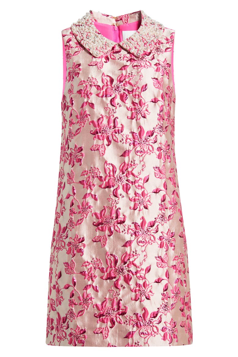 Kelliana Floral Metallic Sleeveless Shift Dress, Alternate, color, PASSION FRUIT PINK