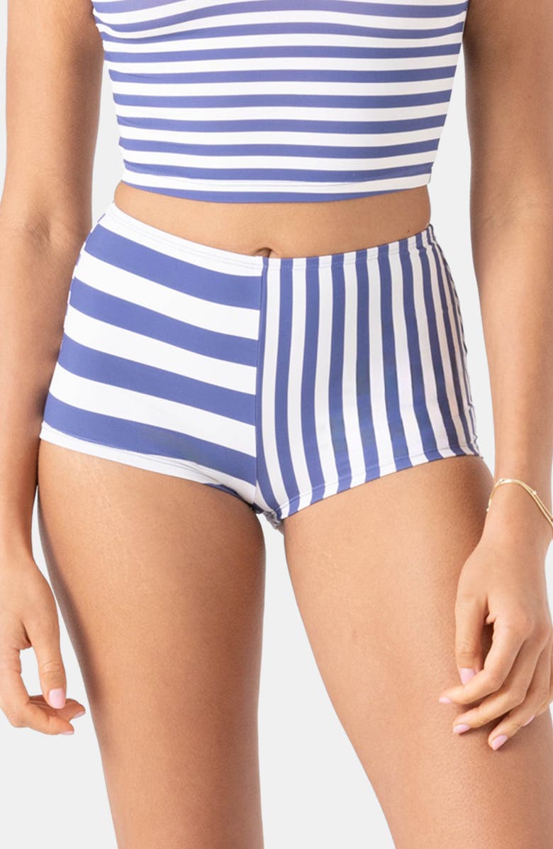 Roxy Stripe Out Short Bikini Bottoms, Main, color, Bijou Blue