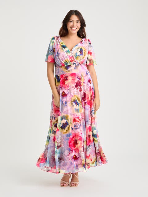 Isabelle Floral Angel Sleeve Maxi Dress