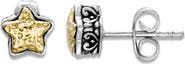 SAMUEL B. 18k Gold & Sterling Silver Hammered Star Stud Earrings