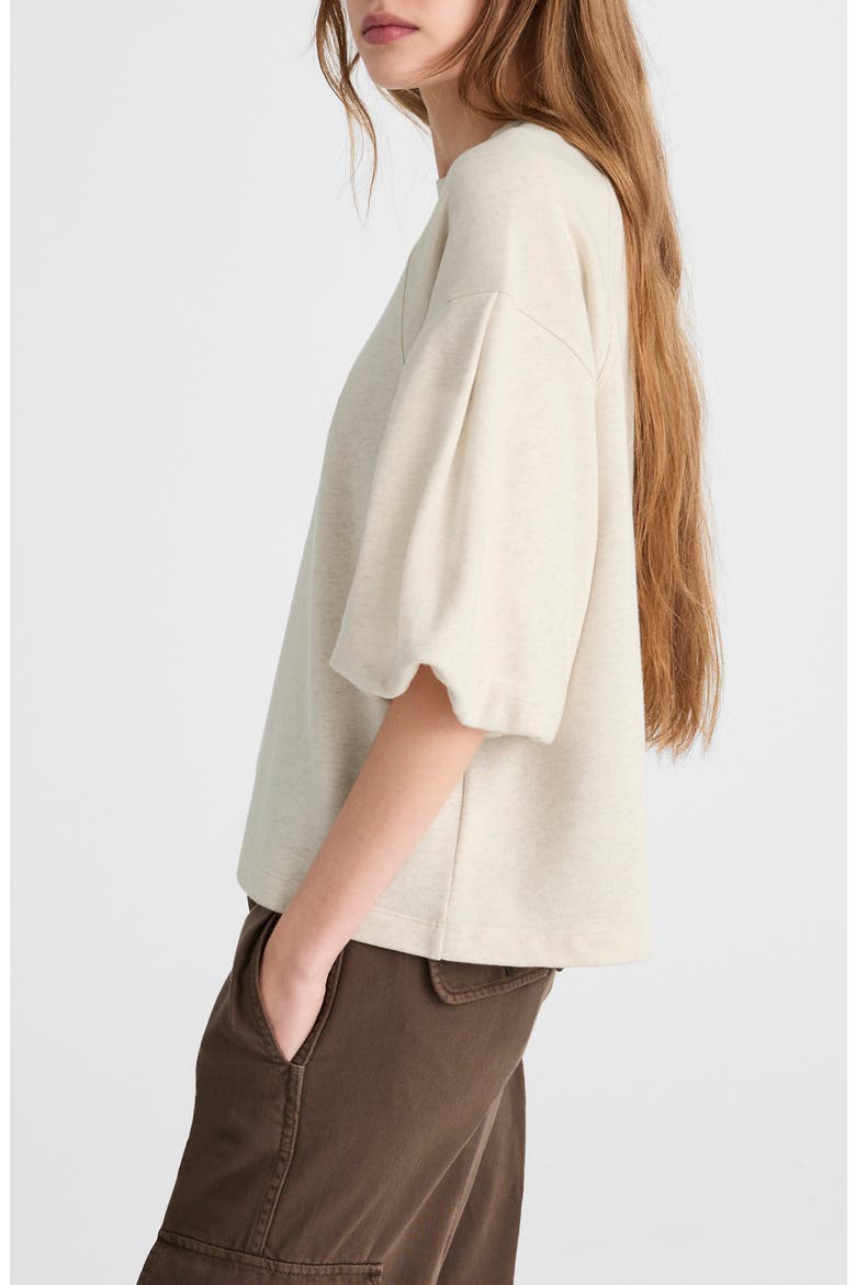 Puff Sleeve Sweatshirt T-Shirt, Alternate, color, HEATHER NATURAL