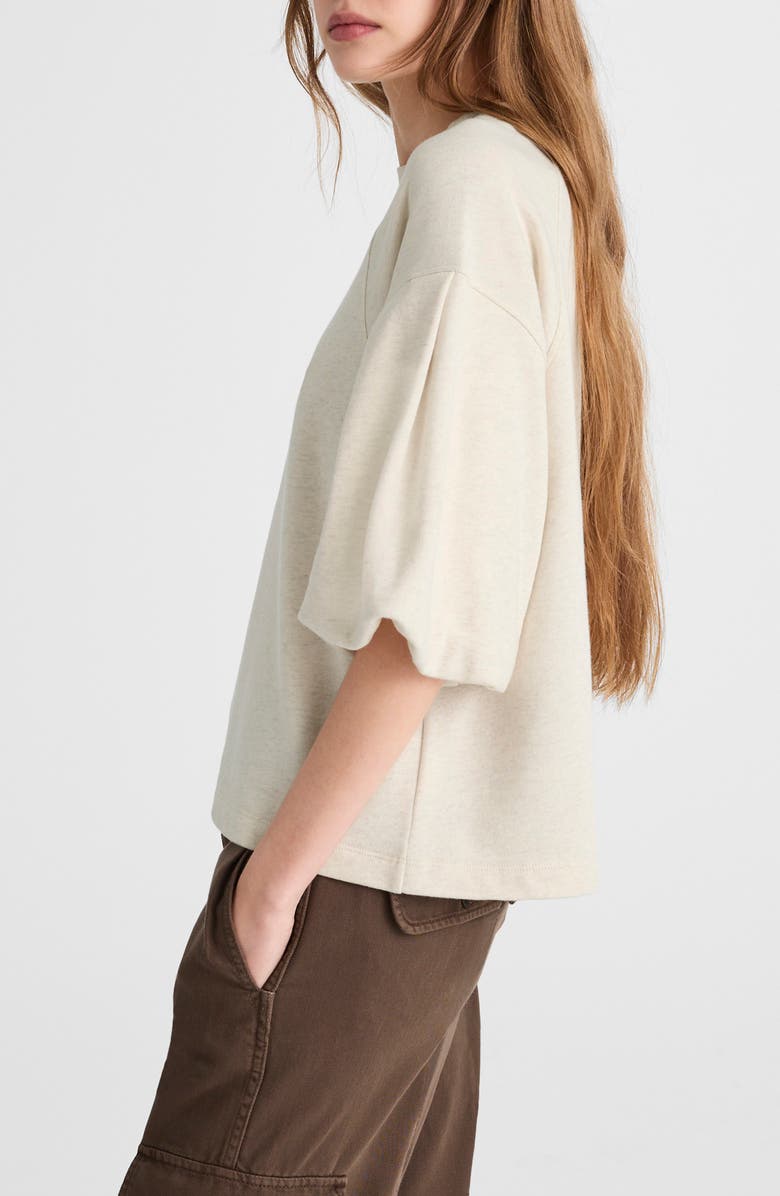 Madewell Puff Sleeve Sweatshirt T-Shirt, Alternate, color, Heather Natural