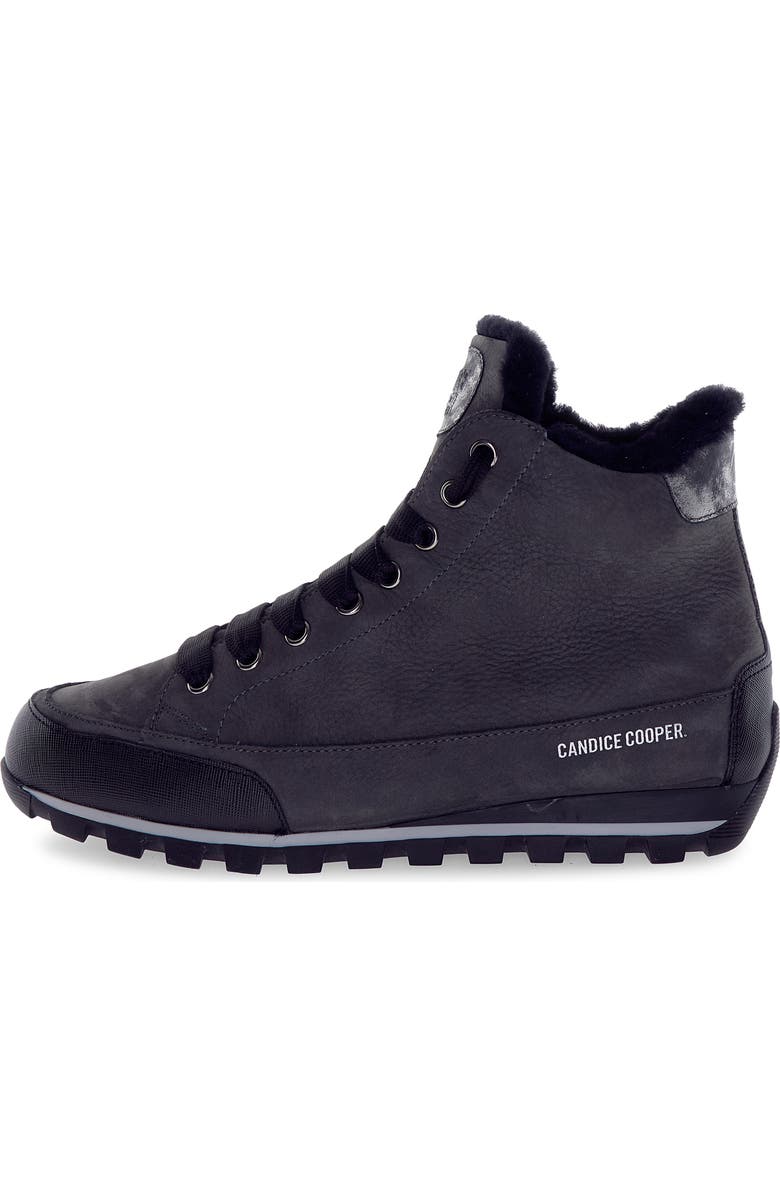 Candice Cooper Runlo Waterproof Genuine Shearling Lined High Top Sneaker, Alternate, color, Black Anthracite
