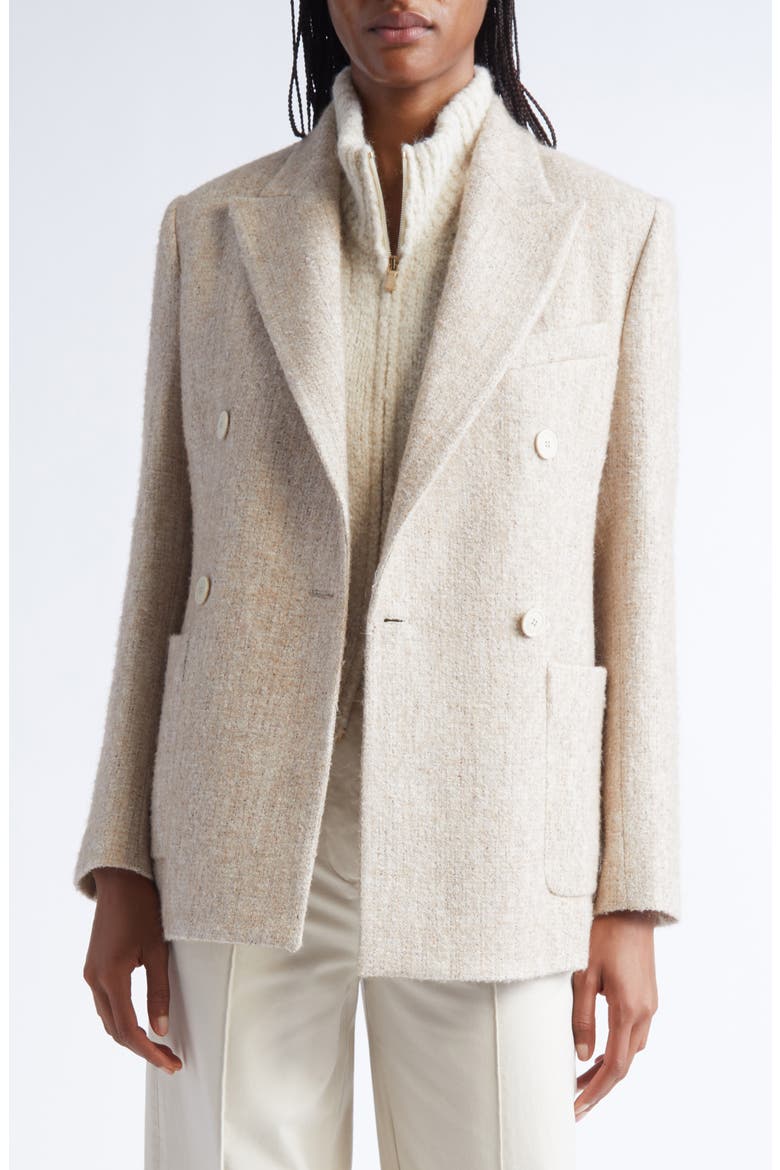 Double Breasted Tweed Blazer, Alternate, color, 02 SAND