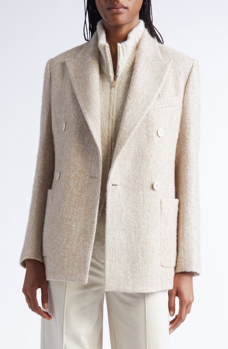 Eleventy Double Breasted Tweed Blazer, Alternate, color, 02 Sand
