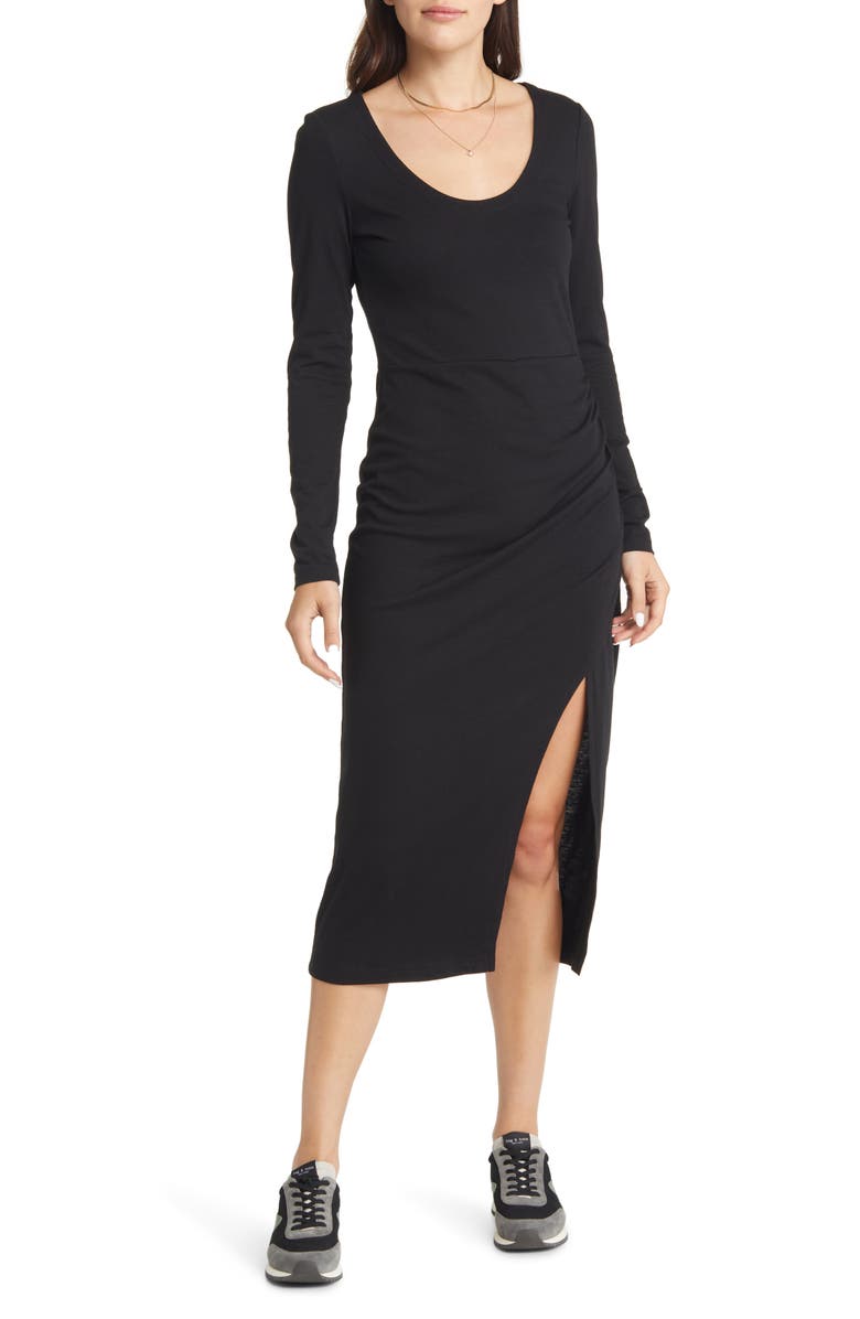 Treasure & Bond Shirred Long Sleeve Midi Dress, Main, color, 