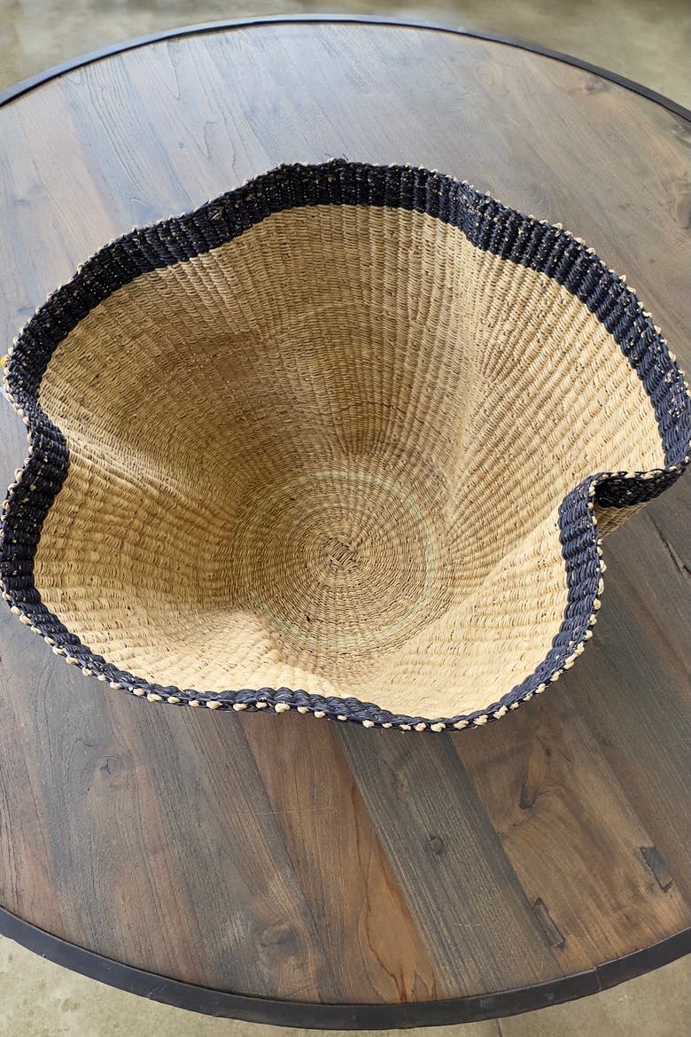 Handwoven Wave Basket, Alternate, color, Natural w/ Black