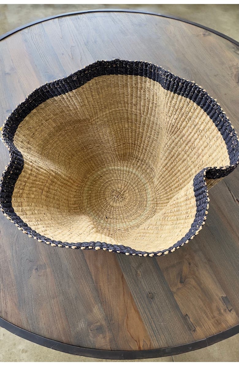 Mbare Handwoven Wave Basket, Alternate, color, Natural W/ Black
