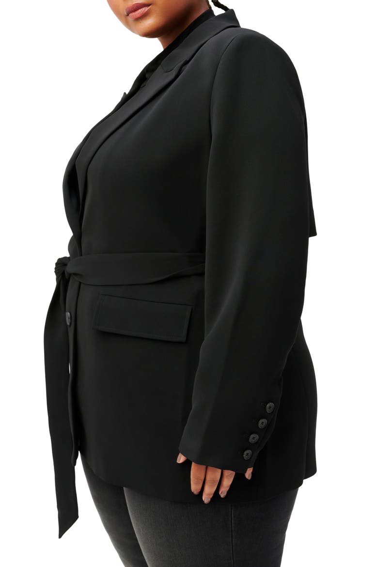 Tie Waist Trench Blazer, Alternate, color, BLACK