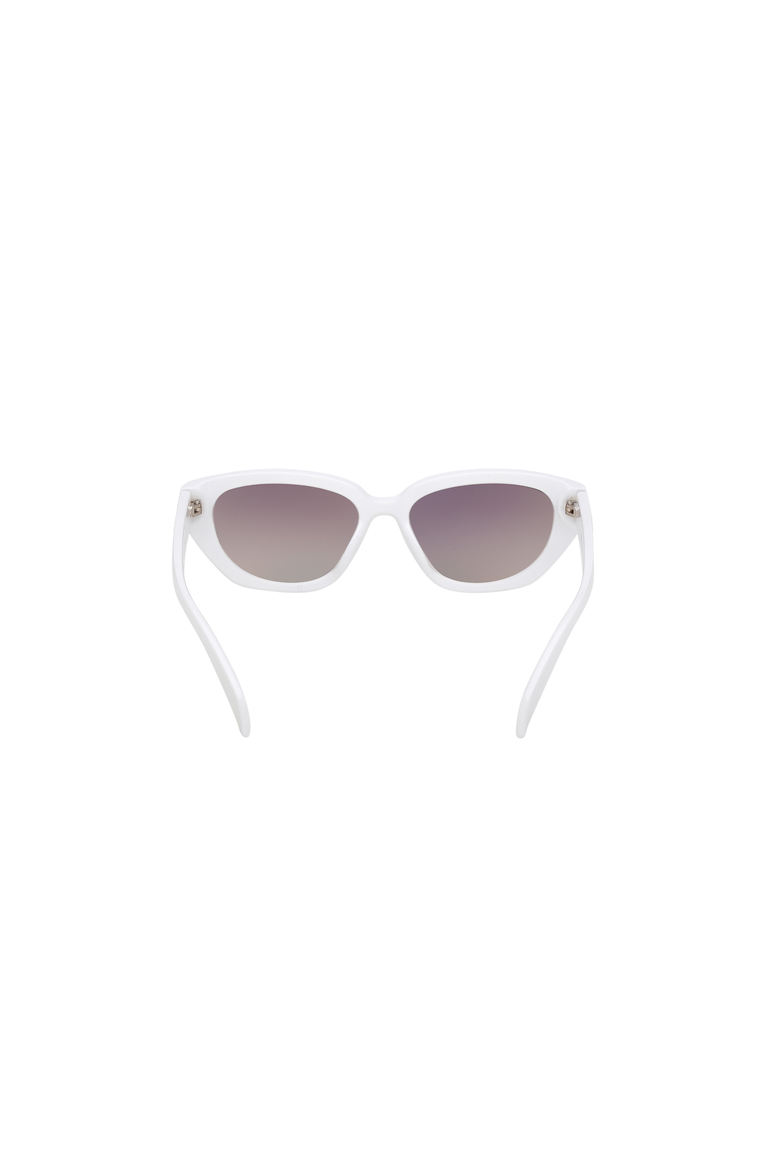 Studded Cat Eye Acetate Sunglasses, Alternate, color, White / Green Mirror
