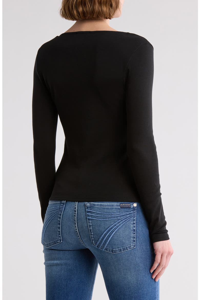 Long Sleeve Square Neck Top, Alternate, color, BLACK