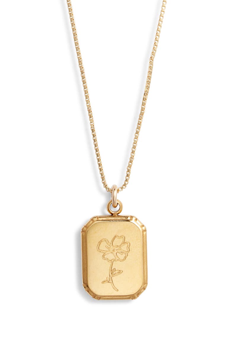 Audrey Birth Flower Pendant Necklace, Main, color, GOLD / AUGUST - POPPY