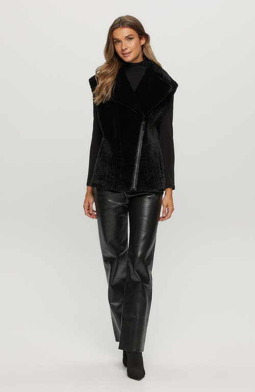 Gorski Grooved Pattern Shearling Lamb Vest In Black
