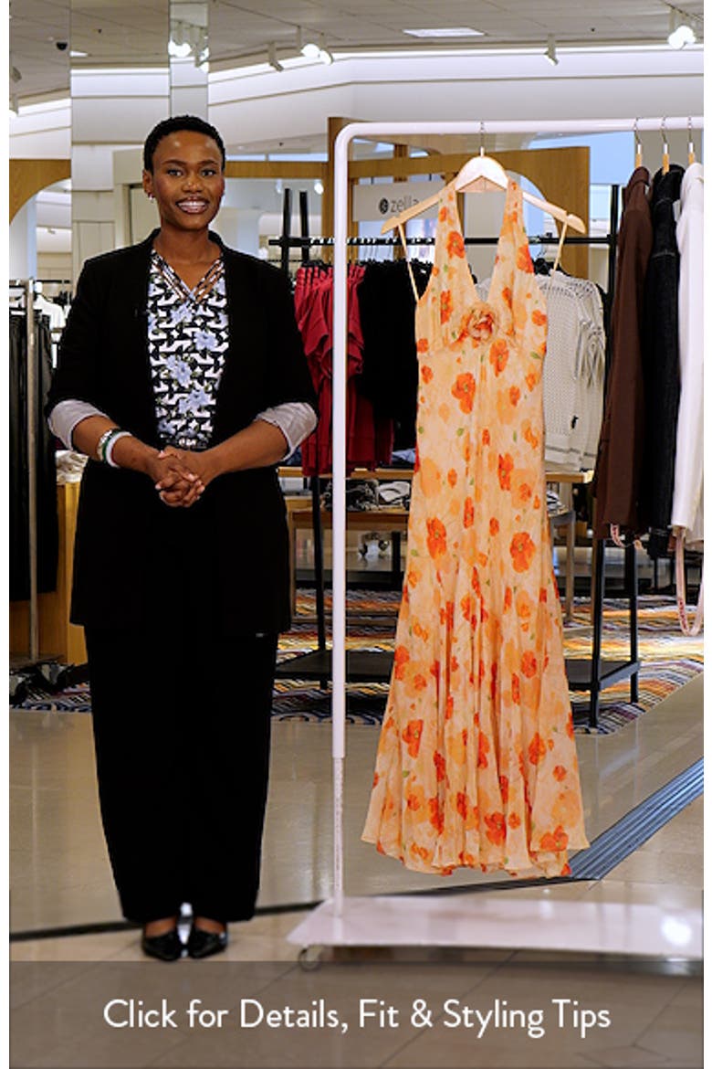 Yasmen Floral Plunge Halter Neck Maxi Dress video