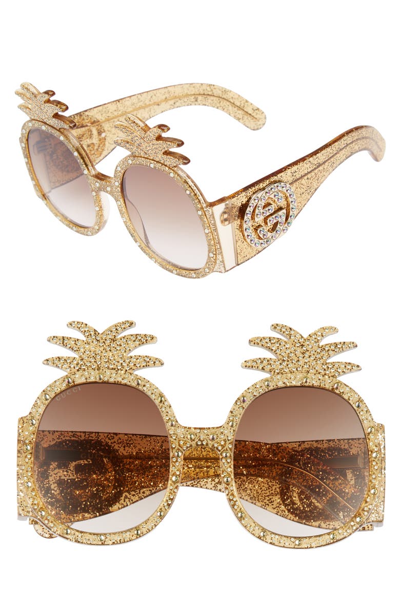 53mm Pineapple Sunglasses, Main, color, GOLD