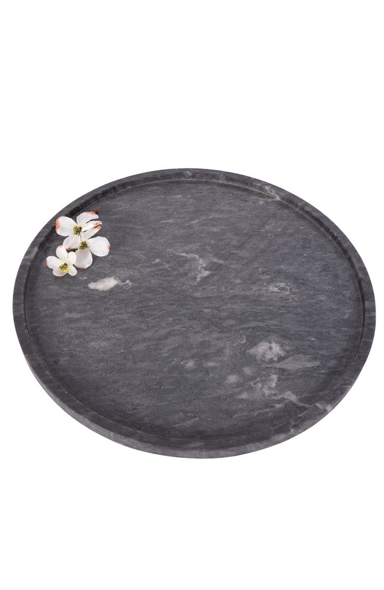 Artifacts Trading Company<sup>™</sup> Artifacts Trading Company Decorative Round Marble Tray, Main, color, Black Matte