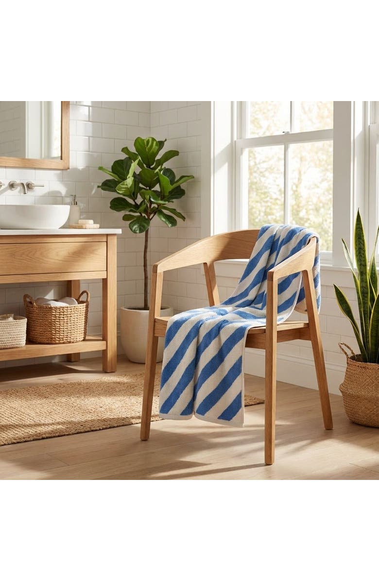 Zsa Zsa Zsu Ornaz Yarn Dyed Biased 100% Cotton Bath Towel Set Of 2, Alternate, color, Blue