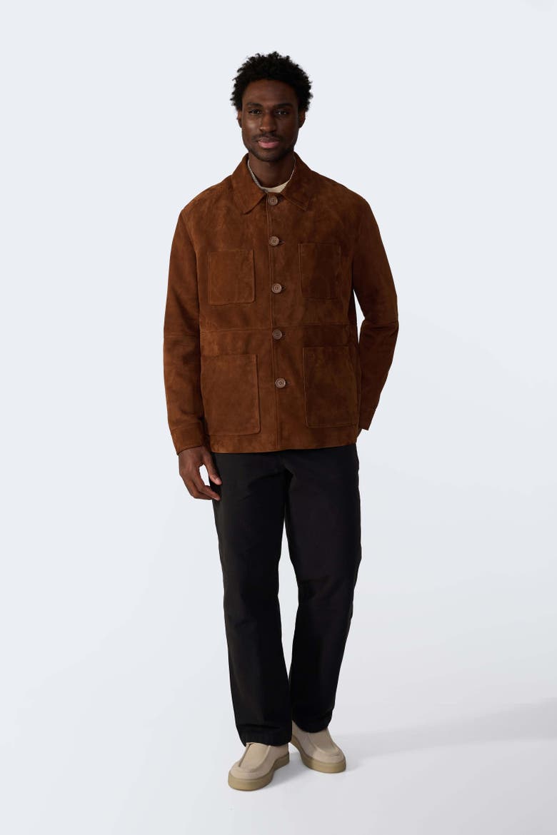 Beckett Suede Chore Jacket, Alternate, color, Chestnut