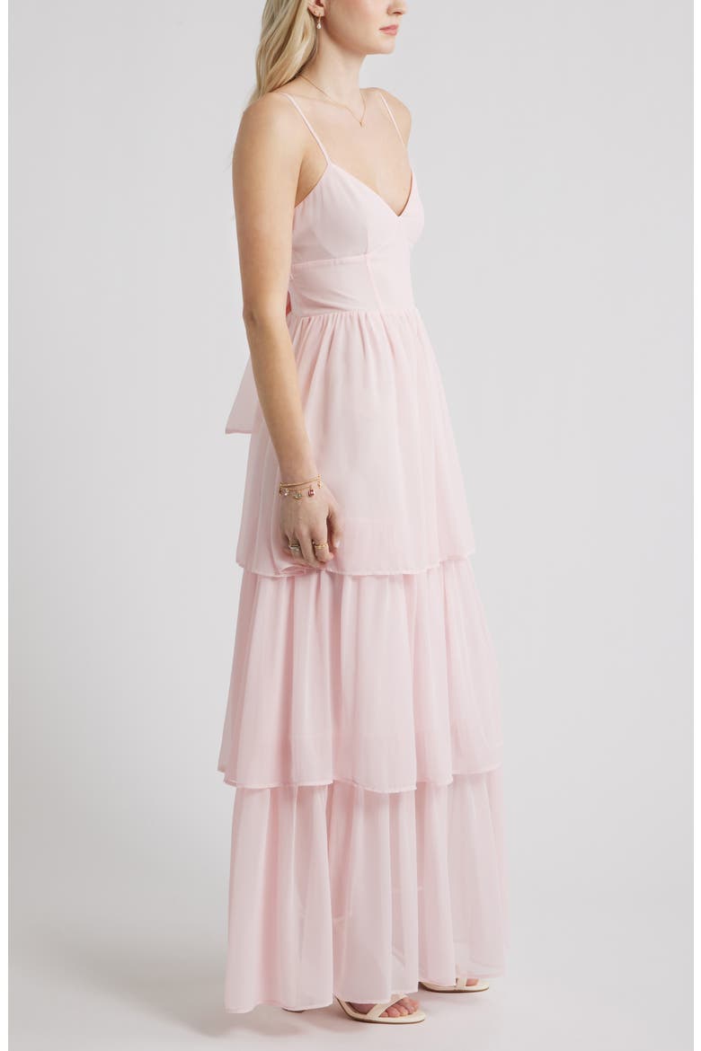 Tiered Chiffon Maxi Cocktail Dress, Alternate, color, PINK BALM