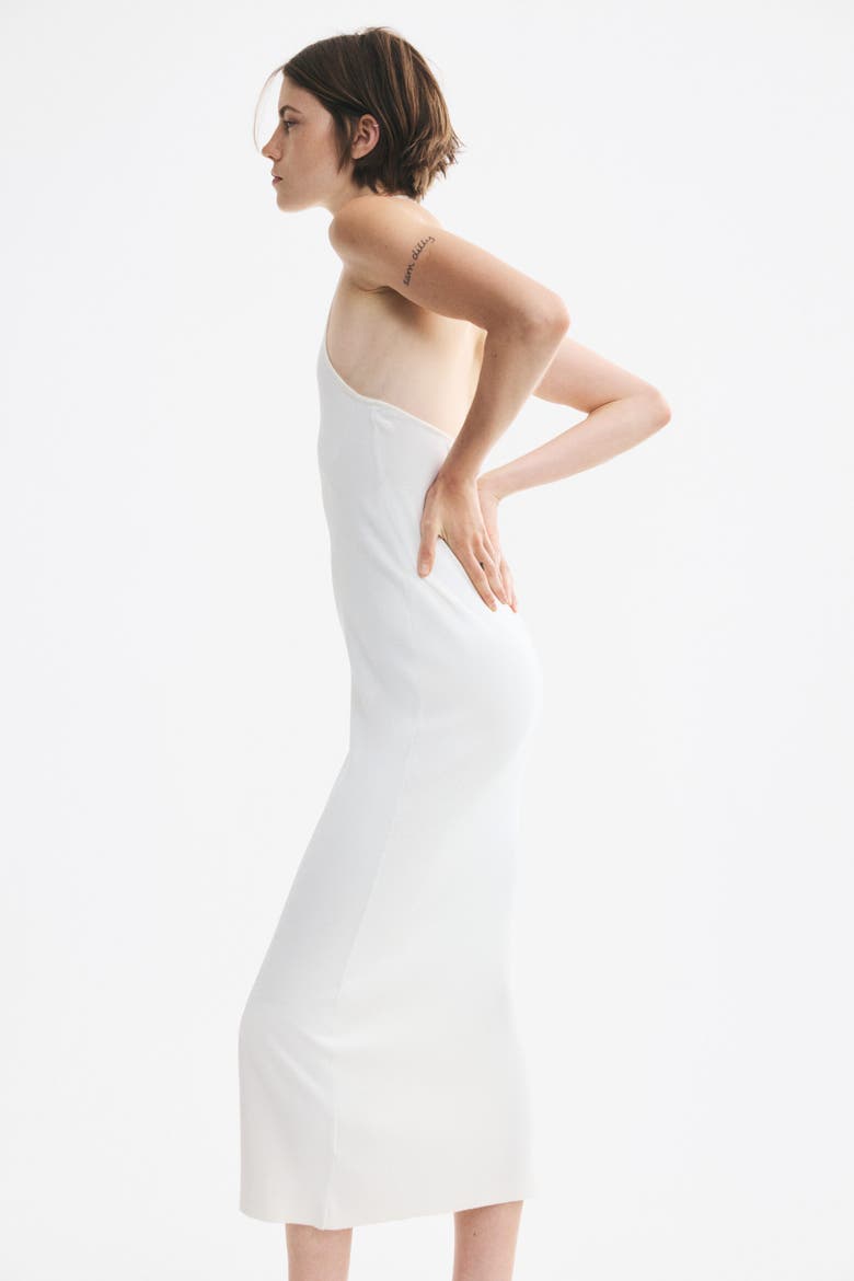 Calf-Length Halterneck Dress, Alternate, color, Cream