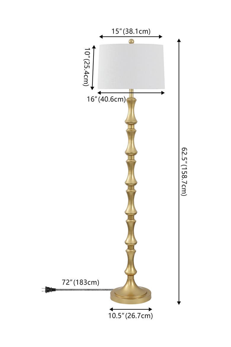 Jaxon 62.5" Traditional Glam Metal LED Floor Lamp, Gold Painting, Alternate, color, Gold Painting