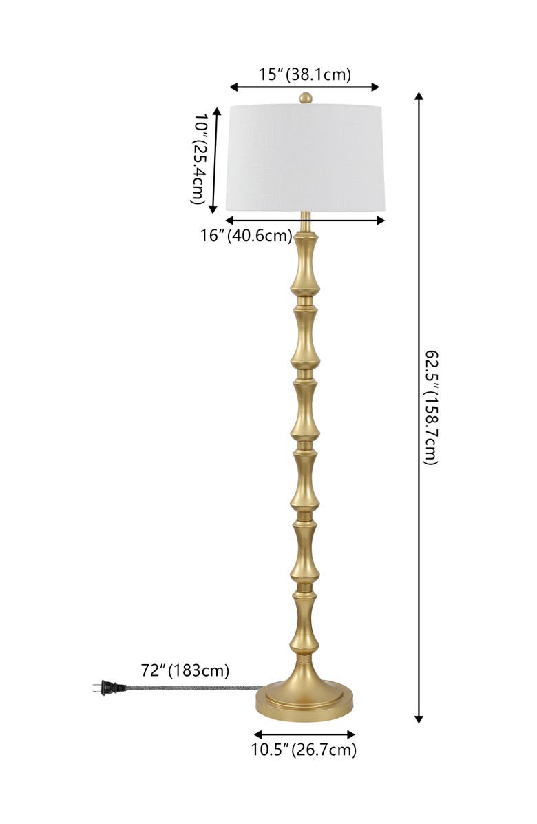 JONATHAN Y Jaxon 62.5" Traditional Glam Metal LED Floor Lamp, Gold Painting, Alternate, color, Gold Painting