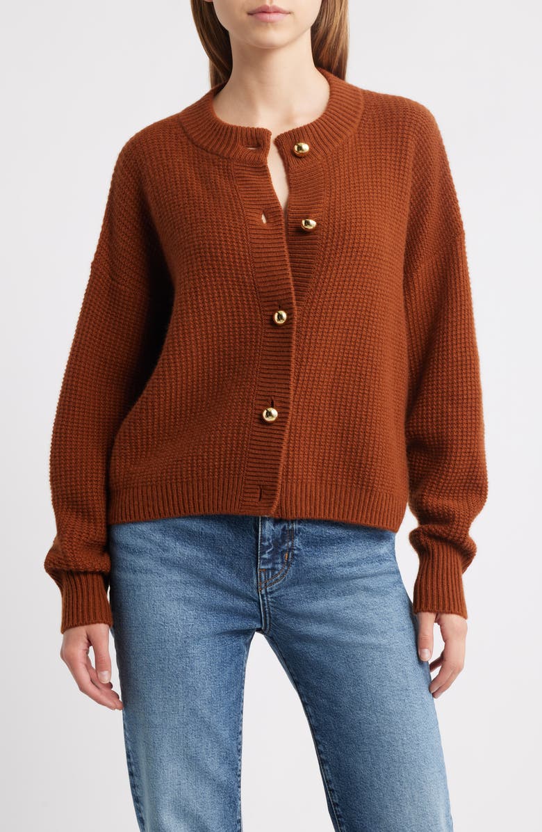 FRAME Wool & Cashmere Cardigan, Main, color, Rust