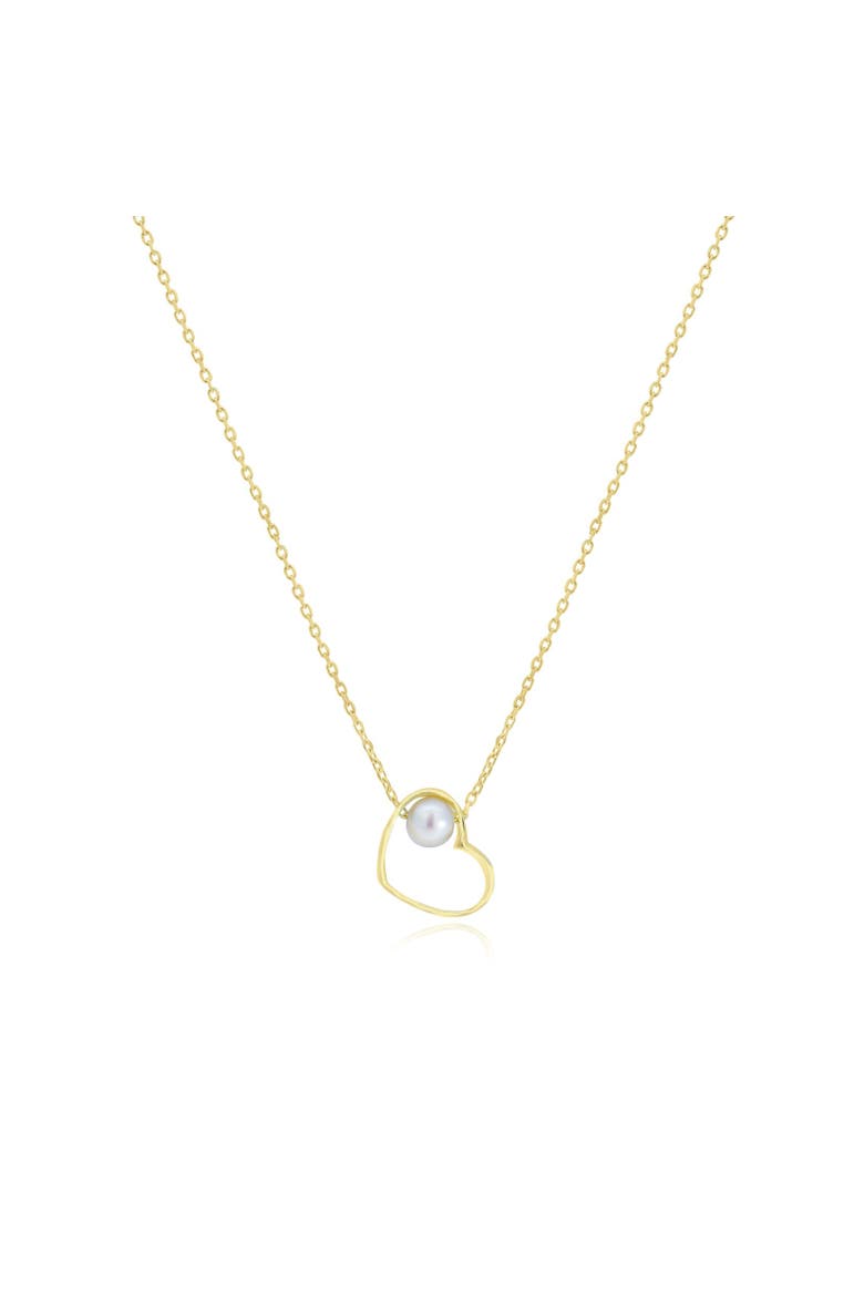 Pearl Open Heart Necklace, Main, color, Yellow Gold