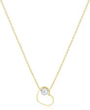 The Lovery Fine Jewelry Pearl Open Heart Necklace