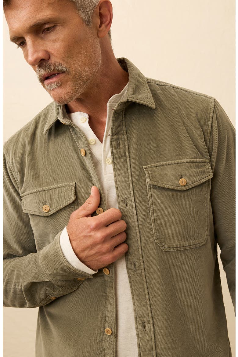 Cotton Stretch Corduroy Button-Up Overshirt, Alternate, color, LIGHT PINE