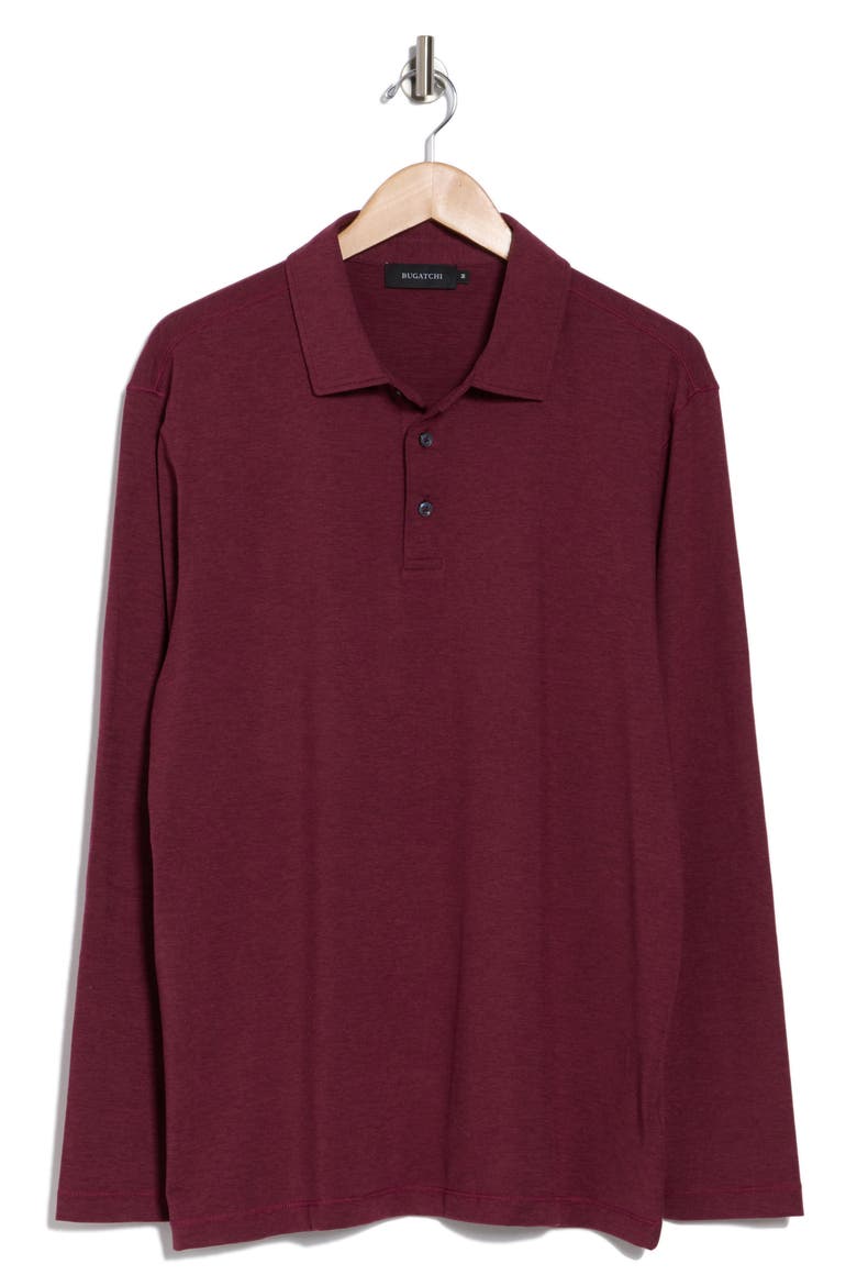 Long Sleeve Performance Polo, Alternate, color, BURGUNDY