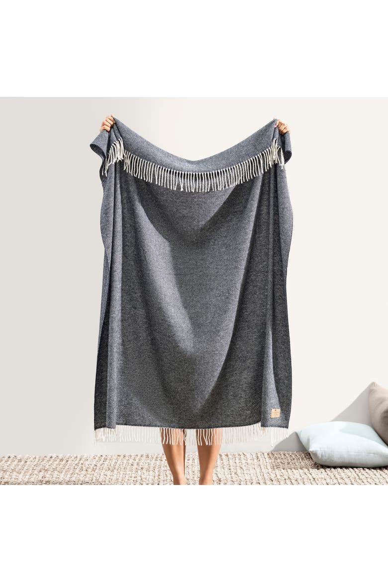 Juno Cashmere Throw, Alternate, color, Navy