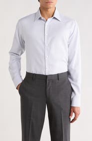 Nordstrom Trim Fit Dash Stripe Premium Non Iron Cotton Dress Shirt
