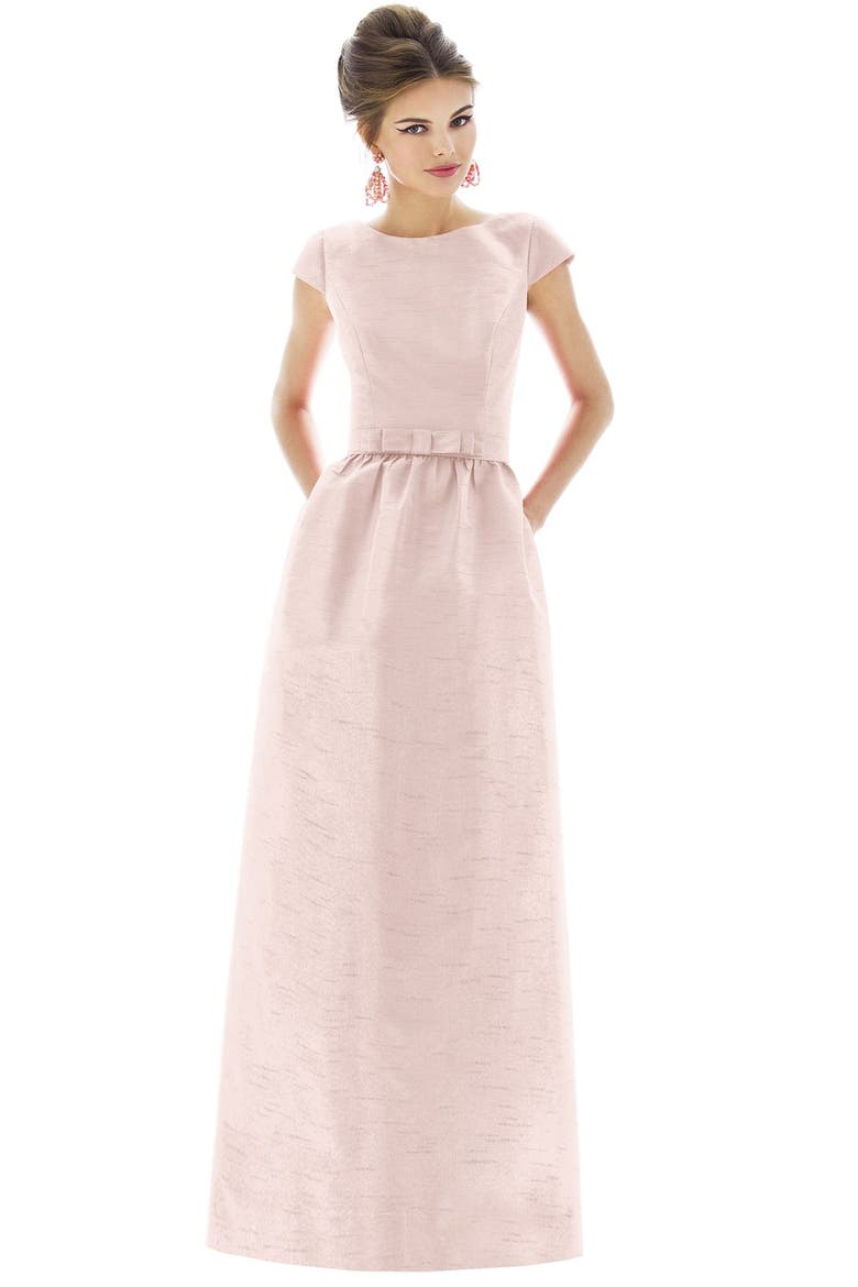 Cap Sleeve A-Line Gown, Alternate, color, PEARL PINK