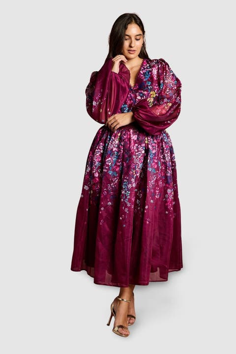 Plus Floral Organza Midaxi Dress