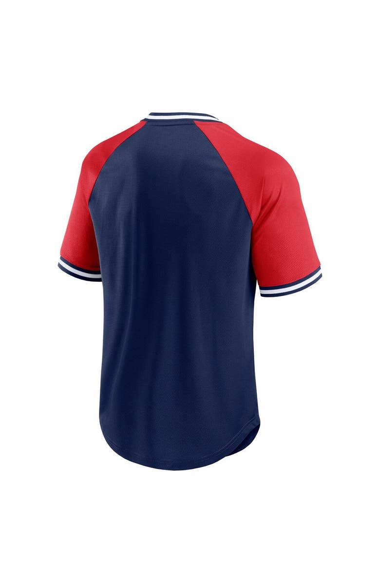 FANATICS Men's Fanatics Branded Navy/Red New England Patriots Second Wind Raglan V-Neck T-Shirt, Alternate, color, Navy